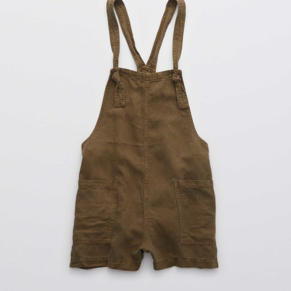 Aerie Twill Knot Shortall Olive Green Small